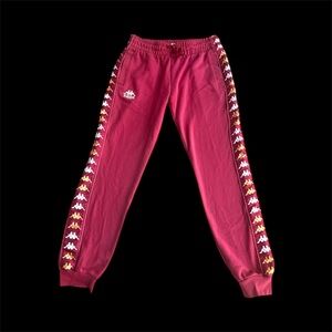 Kappa Women Burgundy Joggers with Logo Stripes